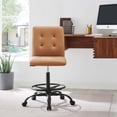 thumbnail image 3 of Modway Prim Metal and Vegan Leather Armless Drafting Chair in Black/Tan, 3 of 9