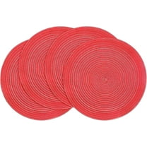 Round Placemats Set of 4 Round Braided Placemats 15 Inch Table Mats for Dining Tables Washable Heat Resistant Place mats for Party BBQ Christmas and Everyday Use (Red)