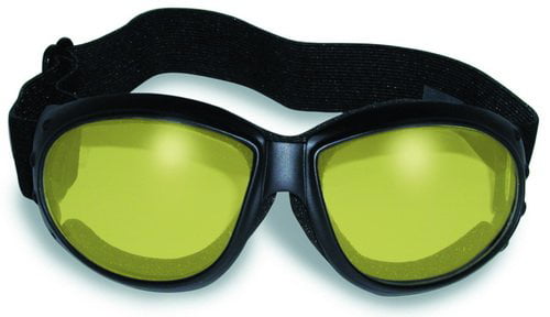 yellow-tinted lenses Faux leather Motorcycle goggles black chrome frame