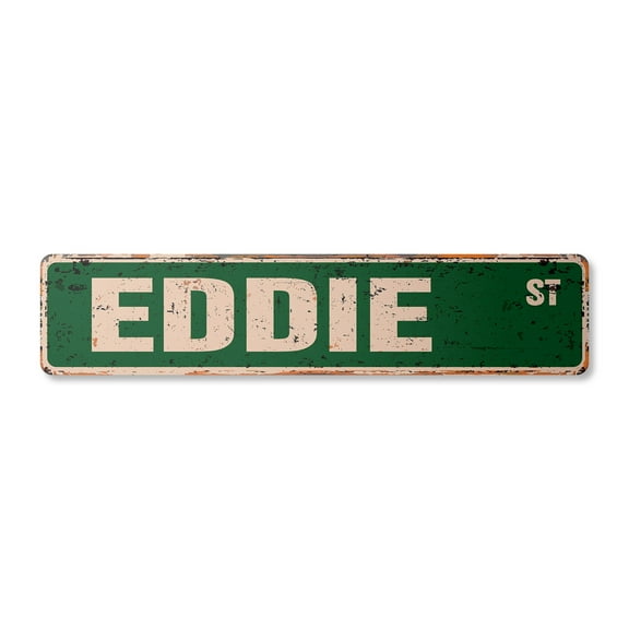 EDDIE Vintage Aluminum Street Sign Childrens Name Room Metal Sign rustic metal tin | Indoor/Outdoor |  18" Wide