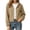 Brown, variant on Women's Lightweight Hoodie Jacket Linen Blend Long Sleeve Button Down Cropped Coat Drawstring Hem Casual Daily Outerwear with Pockets White