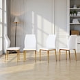 thumbnail image 2 of Tcbosik 4 Pack Upholstered PU Leather Chairs, Modern Dining Chair with Metal Legs, Kitchen Chair for Living Room, Easy Assembly, White+Gold, 2 of 9