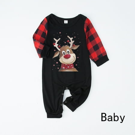 

Genuiskids Christmas Pajamas for Family Long Sleeve Tree Print Tops + Plaid Pants Set Sleepwear