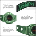 thumbnail image 2 of AJP Distributors Universal 350mm 14" Steering Wheel 6 Bolts Holes Black PVC Leather 4 Green Pin Stripe Light Weight Aluminum 3 Spoke Center Deep Dish Horn Button Grip Stance JDM VIP, 2 of 5