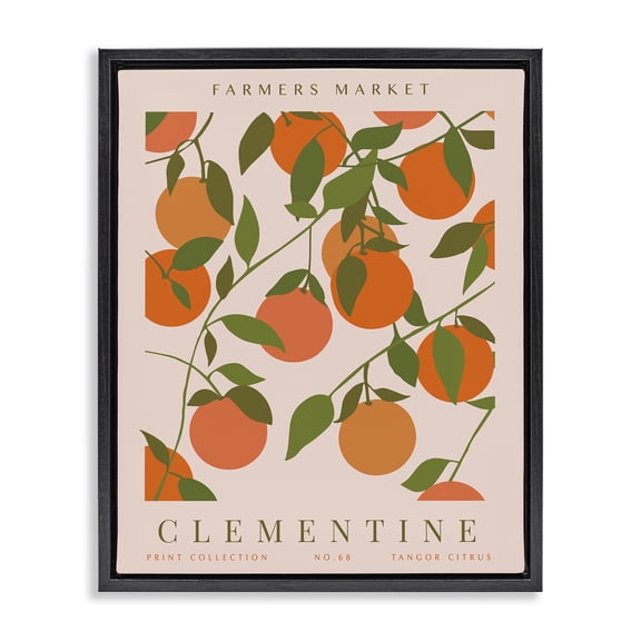 Stupell Industries Mid-Century Clementine Gallery Print Black Floating Frame Canvas Art, 17 x 21, by Kamdon Kreations