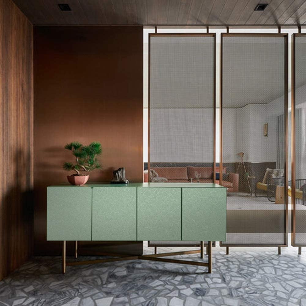 UMIGGEE Green Silk Wallpaper 15.74" x 118" Peel and Stick Wallpaper Self Adhesive Wallpaper Removable Wallpaper Vinyl Furniture Countertop Shelf Paper Texture