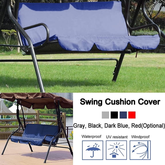 Swing Cushion Cover for 3-Seat Outdoor Hanging Chair - Dark Blue Polyester Taffeta Replacement Seat Pad for Garden Lawn
