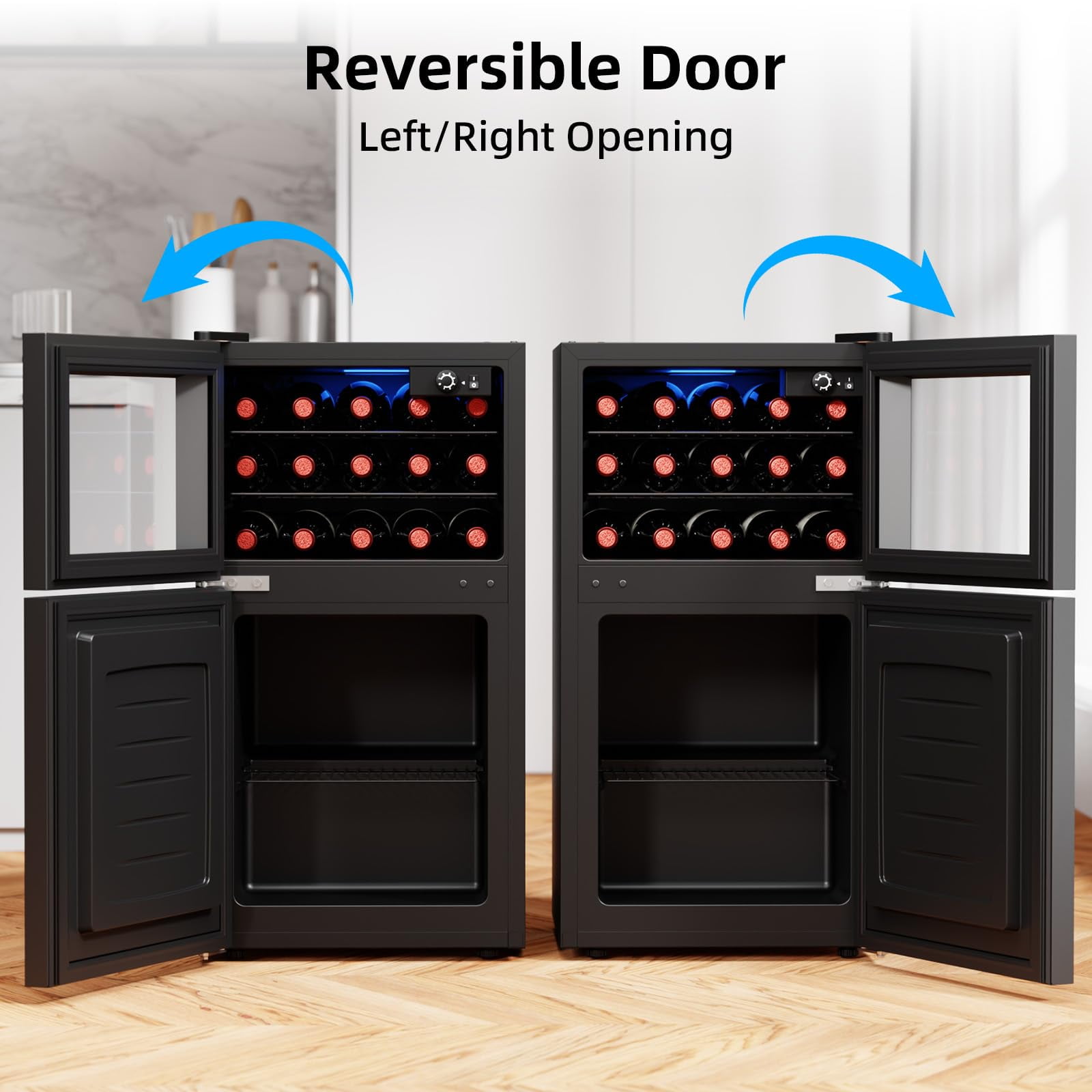 Auseo 2.6 Cu.ft Beverage Refrigerator with Freezer,2-Door Freestanding Small Refrigerator,Mini Fridge for Bedroom/Home/Office