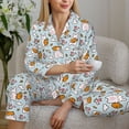 thumbnail image 6 of Honeii Cute Rabbit Hold Carrot Print Women's Pajama Sets Long Sleeve Button Down Sleepwear Nightwear Soft Pjs Lounge Sets 2PCS-Medium, 6 of 7