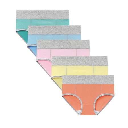 Cotton Tummy Control Underwear for Women Women Panty  Women s Color Block Cotton Ventilate Lift Buttocks Large Size 5PC Briefs