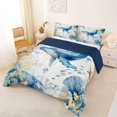 thumbnail image 2 of Castle Fairy Gentle Watercolor Humpback Whale Full Size Comforter Sets 3-Piece,Coral Jellyfish Tropical Ocean Graphic Bedding Comforter Set,Azure White,Reversible,1 Comforter and 2 Pillowcases, 2 of 6