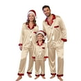 thumbnail image 4 of mgoYE Christmas Family Matching Pajamas Long Sleeve Button Pj Set Festival Party Sleepwear(Beige,S), 4 of 6