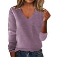 thumbnail image 2 of Sweaters for Women 2025 Fall Winter Long Sleeve V-Neck Loose Knit Sweater Jumper Tops Womens Pullover Sweaters, 2 of 6