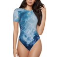 thumbnail image 1 of Fotbe Abstract Ocean Waves Body de Mujer con Cuello Redondo y Mangas Cortas, Sin Mangas Ajustado, Suave, Cómodo y Básico-Medium, 1 of 7