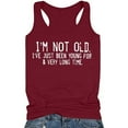 thumbnail image 6 of CFLVAEK I'm Not Old Tank Top for Women Casual Summer Racerback Crewneck Tops Loose Fit Sleeveless Shirts Funny Letter Graphic Tees Wine XL, 6 of 6