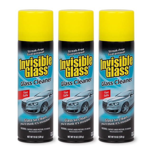 Invisible Glass 91164-3PK Premium Glass and Window Cleaner for Auto and Home Cleans Glass, Windows, Windshields, Navigation Screens, and More, Streak-Free, Ammonia-Free, Tint-Safe, 19 Oz, Pack of 3