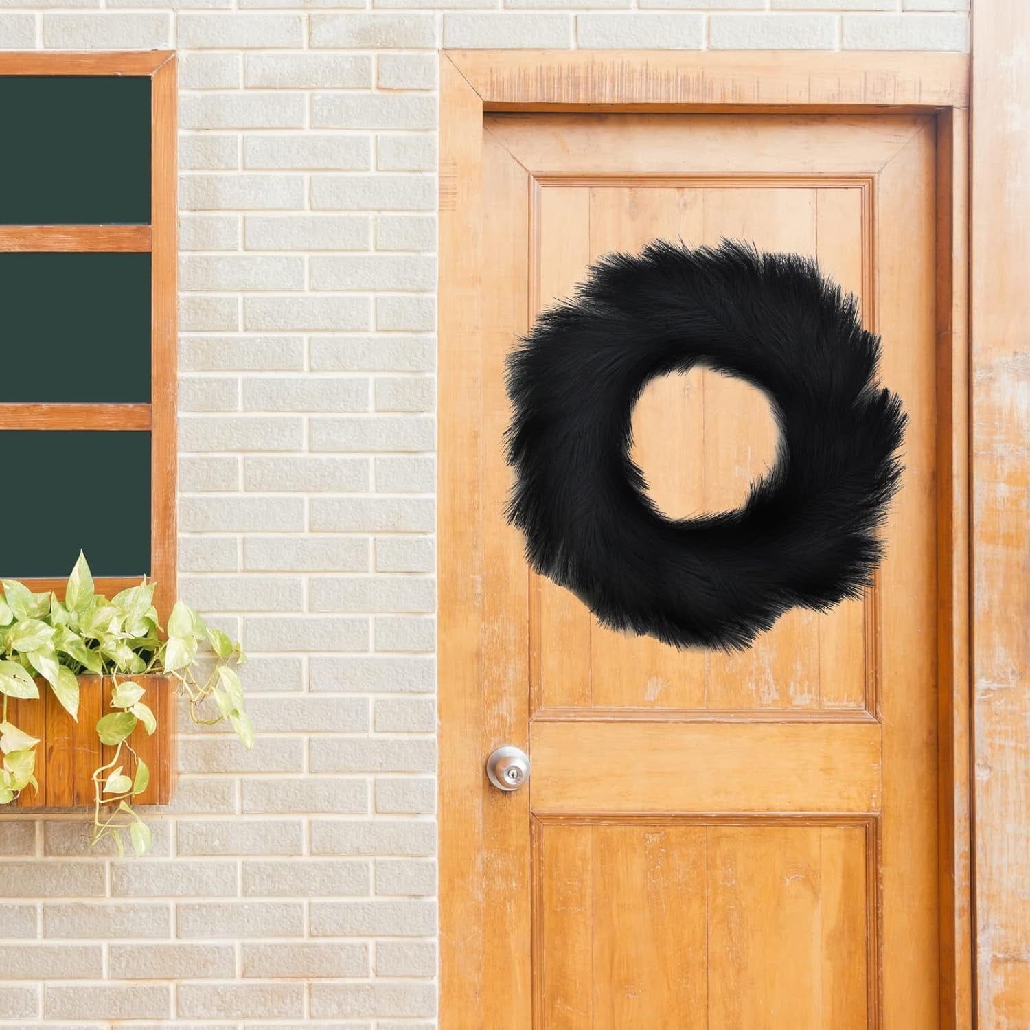 Artificial Pampas Wreath Indoor, 26" Brown Faux Pampas Dried Flower Fall Decor for Outdoor Boho Style Home Decor (Brown, 1)