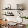 thumbnail image 2 of Floating Shelf Set of Wall Shelves in W x in D x in H Wooden Floating Wall Shelf with Invisible Brackets for Living Room/Bedroom/Bathroom/Kitchen Storage and Decor Walnut, 2 of 7