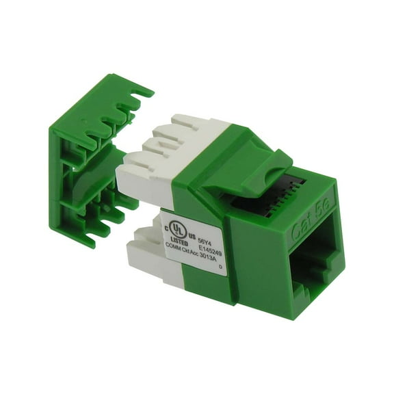 ACCL Cat.5E RJ45 110 Type 180Â° Keystone Jack Green, 1 Pack