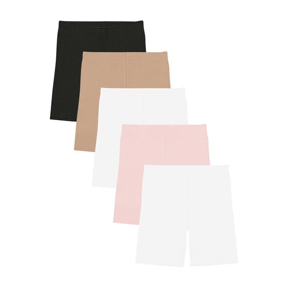 Wonder Nation Girls 5 Pair Playground Shorts, Sizes XS-XL