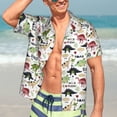 thumbnail image 5 of Lsque Dinosaur pattern Hawaiian Shirt for Men, Unisex Summer Beach Casual Short Sleeve Button Down Shirts-Large, 5 of 9