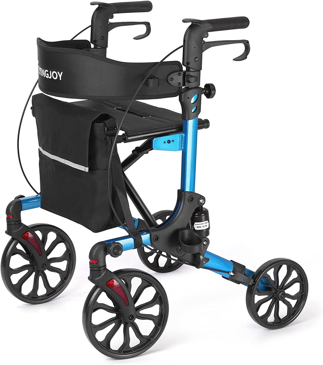 FlyingJoy Blue Rollator Walker with Seat 4 Wheels Rolling Walker for