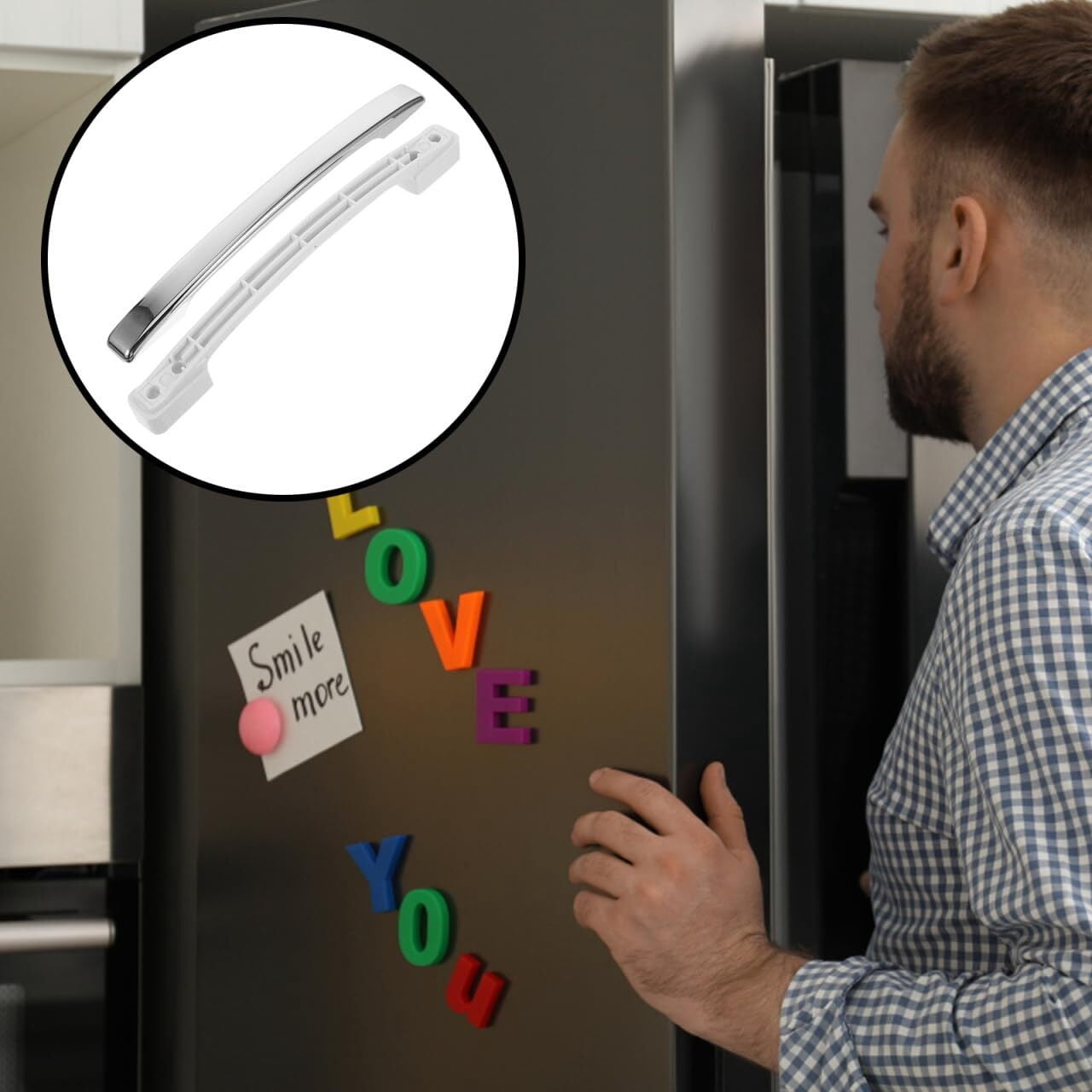 Universal Refrigerator Door Handle Replacement Heavy Duty Fridge Handle Repair Part Commercial Freezer Accessory Easy Installation 12.20X10.82X9.05In
