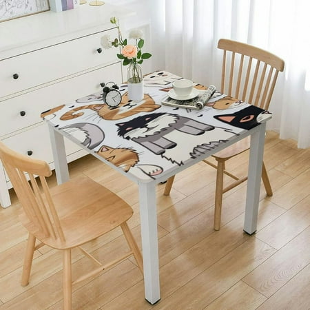 

Cute Cat Dog Table Cover Pet Animals Family Tablecloths Fish Bones Cat Paw Print Table Accessories for Kids Boys Girls Boys Room Decor Lovely Hand Drawn Table Cover
