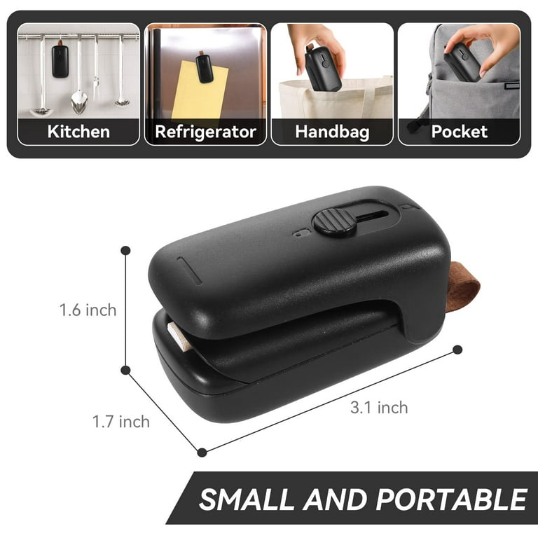 2-in-1 Bag Sealer, longzon Mini Handheld Vacuum Portable Sealer with H
