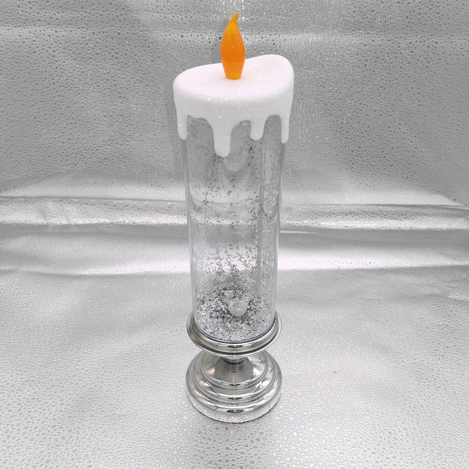 LED Candles, 2.7x8.6inch Glitter Colorful Candles, Flameless Battery Powered Lights, Creat Warm Atmosphere, for Living Room, Bedroom, Dining Area Decor(Silver)