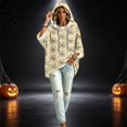 thumbnail image 2 of FGVCTG Halloween Sweatshirts for Women Drawstring 3/4 Sleeve Halloween Hoodie Ghost Graphic Spooky Oversized Pullover Hoodies Beige M, 2 of 3