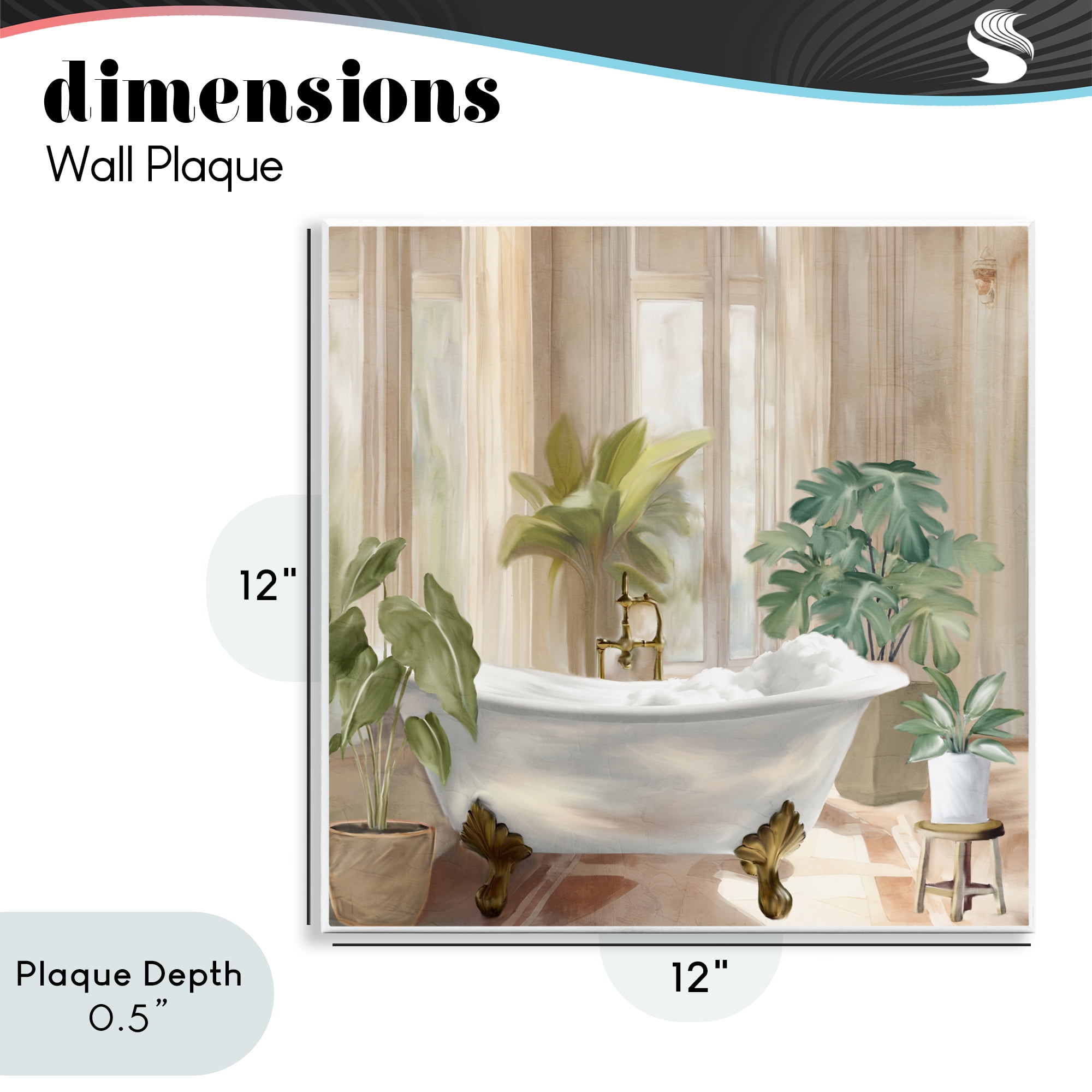 Stupell Industries Serenity Bathroom Plants Wall Plaque Art, design by Kim Allen