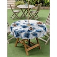 thumbnail image 3 of Outdoor Tablecloth with Umbrella Hole and Zipper, Navy Blue Floral Round Table Cloth 54 Inch Waterproof Tablecloth, Spring Flowers Butterflies Wooden Picnic Table Cover for Patio Camping, 3 of 7