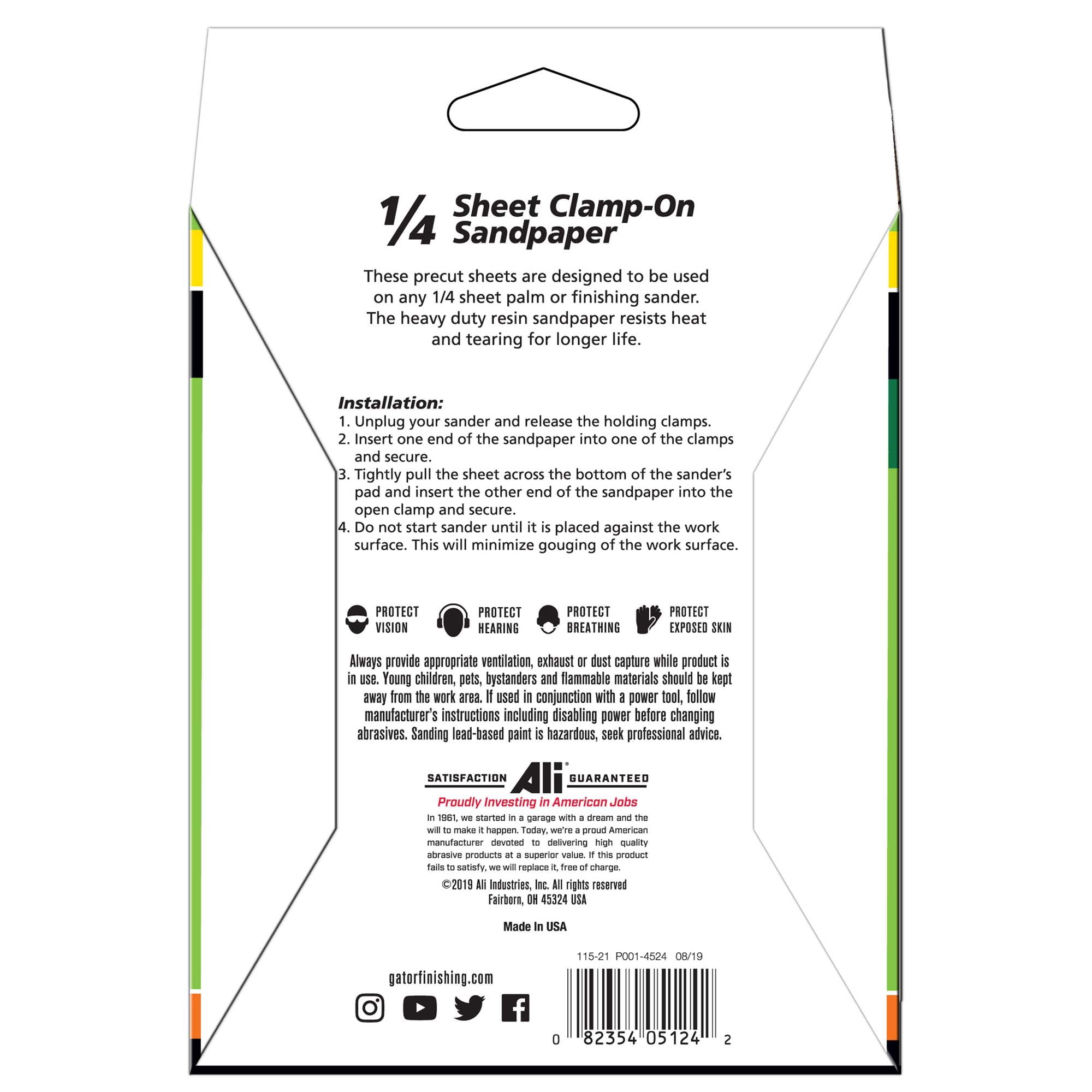 Gator 512405 4.5 in x 5.5 in Assorted Grit 1/4 Sheet Clamp-On Sandpaper Combo Pack, 14 Pieces