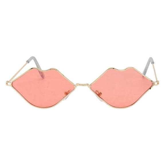 HEMOTON Lip Shaped Sunglasses for Women Made of Metal Plastic Pink Creative Party Eyeglasses 1 Pair