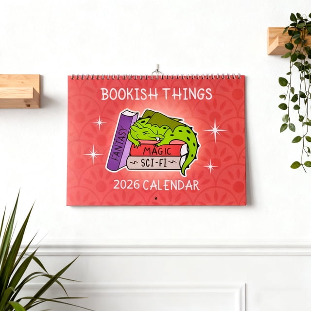 Calendario de pared "Cosas de Libros" 2026 | 12 ilustraciones para amantes de los libros | 21,6 x 21,6 cm | Diseños literarios coloridos para clubes de lectura y listas de lectura