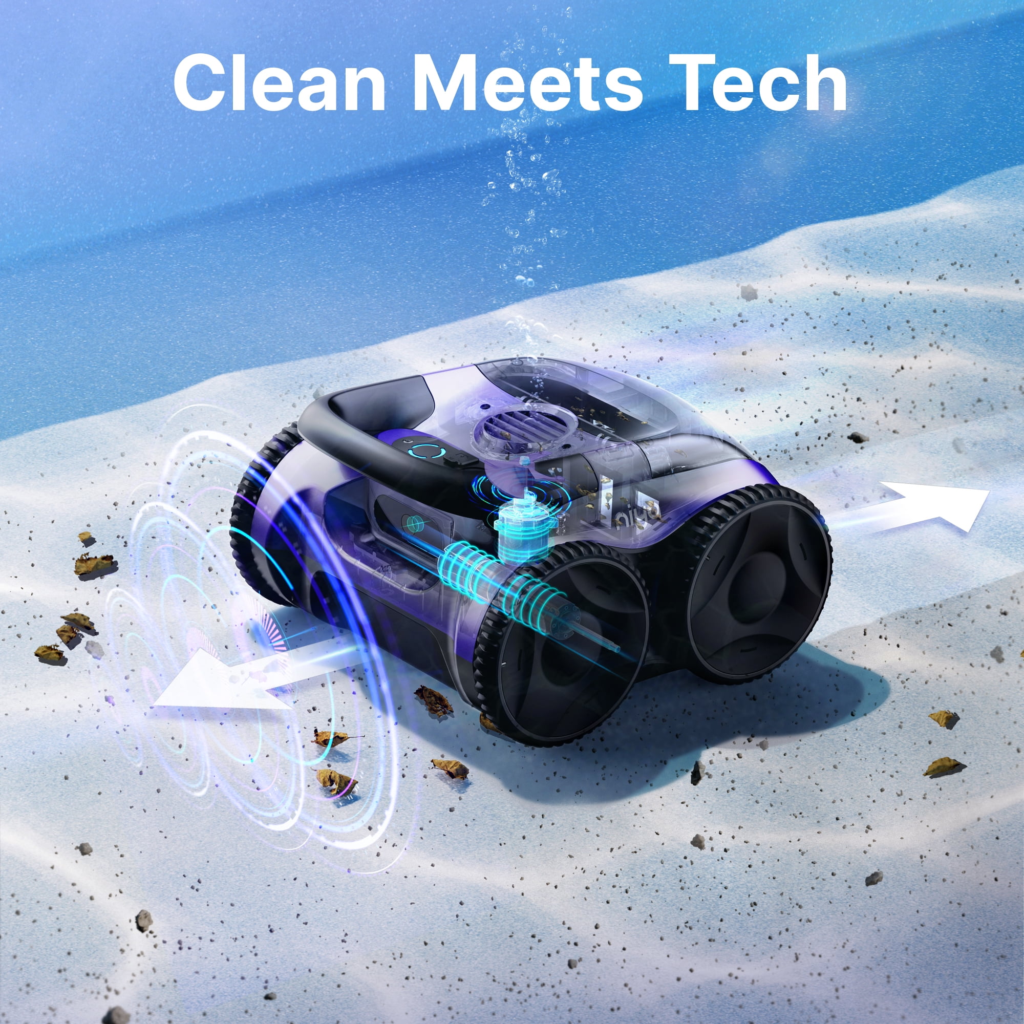 Niya Sonar 20 Cordless Robotic Pool Cleaner from The Creators of Dolphin, Ideal for Above/Inground Pools, up to 26 FT in Length, Floor Cleaning Only