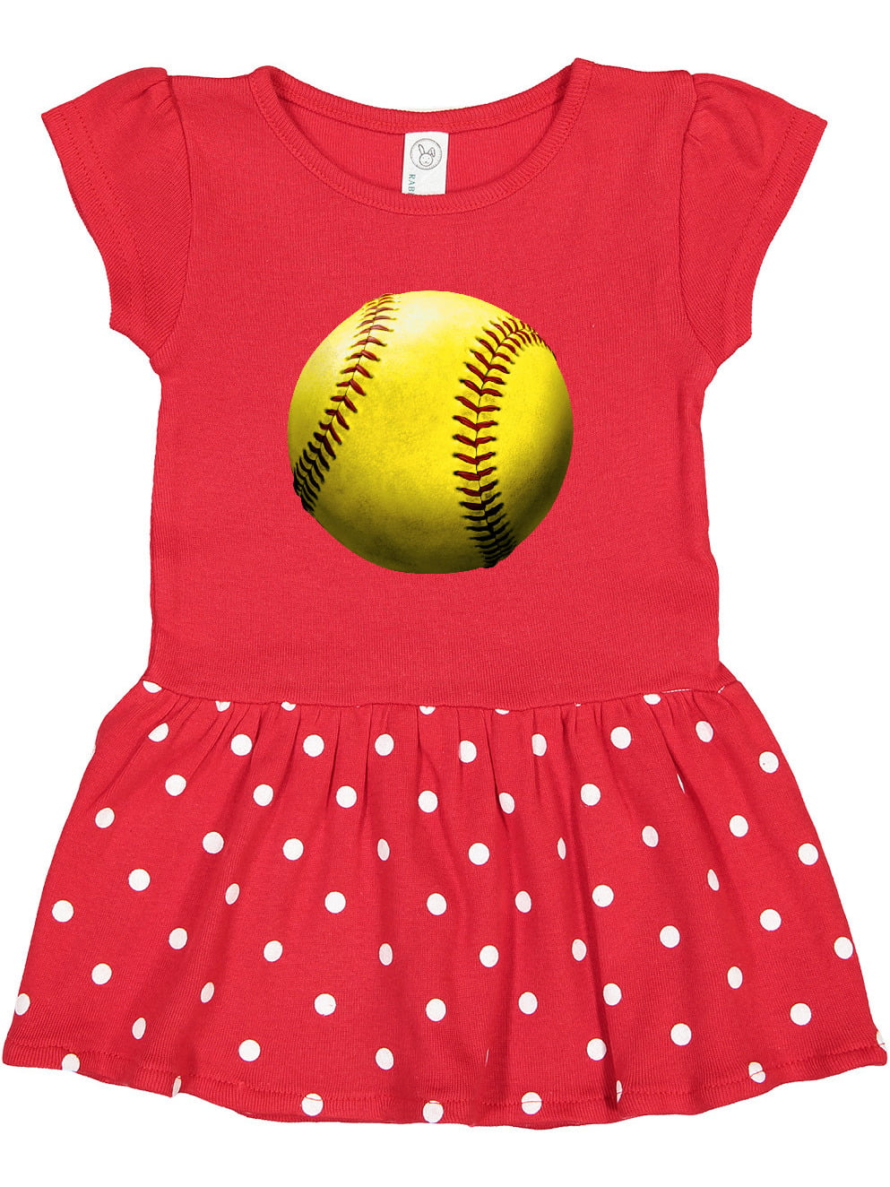 Baseball Heart Red Bodysuit Red White Skirt Girl One Piece Baby Dress NB-18Month 