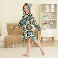 thumbnail image 2 of FORMRS Niños Bathrobe Unisex Hooded Robe Soft Plush Pajamas Sleepwear, Size 10-12T, Blue Geometric Flowers, 2 of 7