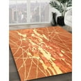 thumbnail image 2 of Ahgly Company Indoor Round Contemporary Orange Abstract Area Rugs, 4' Round, 2 of 6