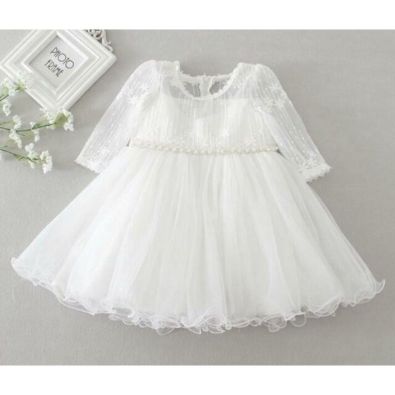 Baby Girls Long Sleeve Baptism Dress Christening Gown 12-18M