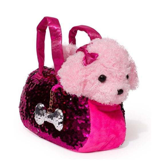 Little Jupiter Pet Plush Set with Bag - Pink Labradoodle Dog