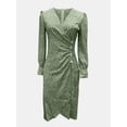 thumbnail image 2 of Women's Surplice Midi Dress with Long Sleeve Ruffled Sheer Details Decorative Button 100% Polyester for Everyday Wear, 2 of 8