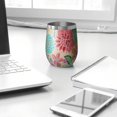 thumbnail image 3 of 12oz Stemless Wine Tumblers Pioneer Flower Vacuum Insulated Stainless Steel Travel Tumbler Cups Mug with Lid and Straw for Champaign,Cocktail,Beer with Cleaning Brush, 3 of 5