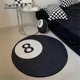 thumbnail image 3 of Billiard 8 Ball Design Non-Slip Rug Round Bathroom Floor Mat for Kids Bedroom & Living Room 120cm Black Carpet, 3 of 5