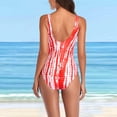 thumbnail image 3 of Vedolay Women's Print Ruched Front Tie Wireless Padded Beach Swimsuit,Red XXL, 3 of 5