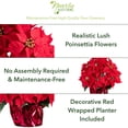 thumbnail image 6 of Nearly Natural 19in. Artificial Lush Poinsettia Arrangement in Red Wrapped Planter, 6 of 6