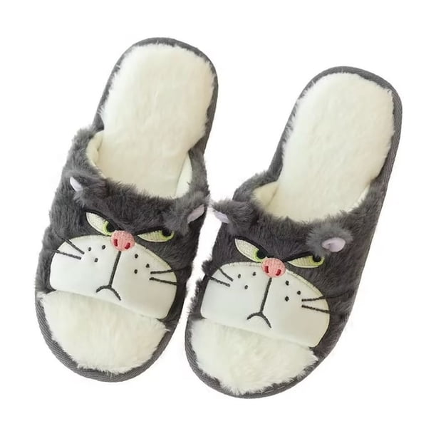 Zapatillas Lucifers Cat Anime, zapatos cálidos de felpa para el hogar