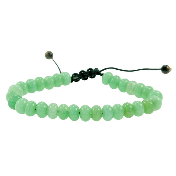 Men Women Precious Rondelle 6mm Green Aventurine Gemstone Adjustable Bracelet
