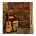 thumbnail image 2 of Ambesonne Music Shower Curtain, Wooden Stage Pub Cafe, 69"Wx75"L, Dark Orange Sand Brown, 2 of 4